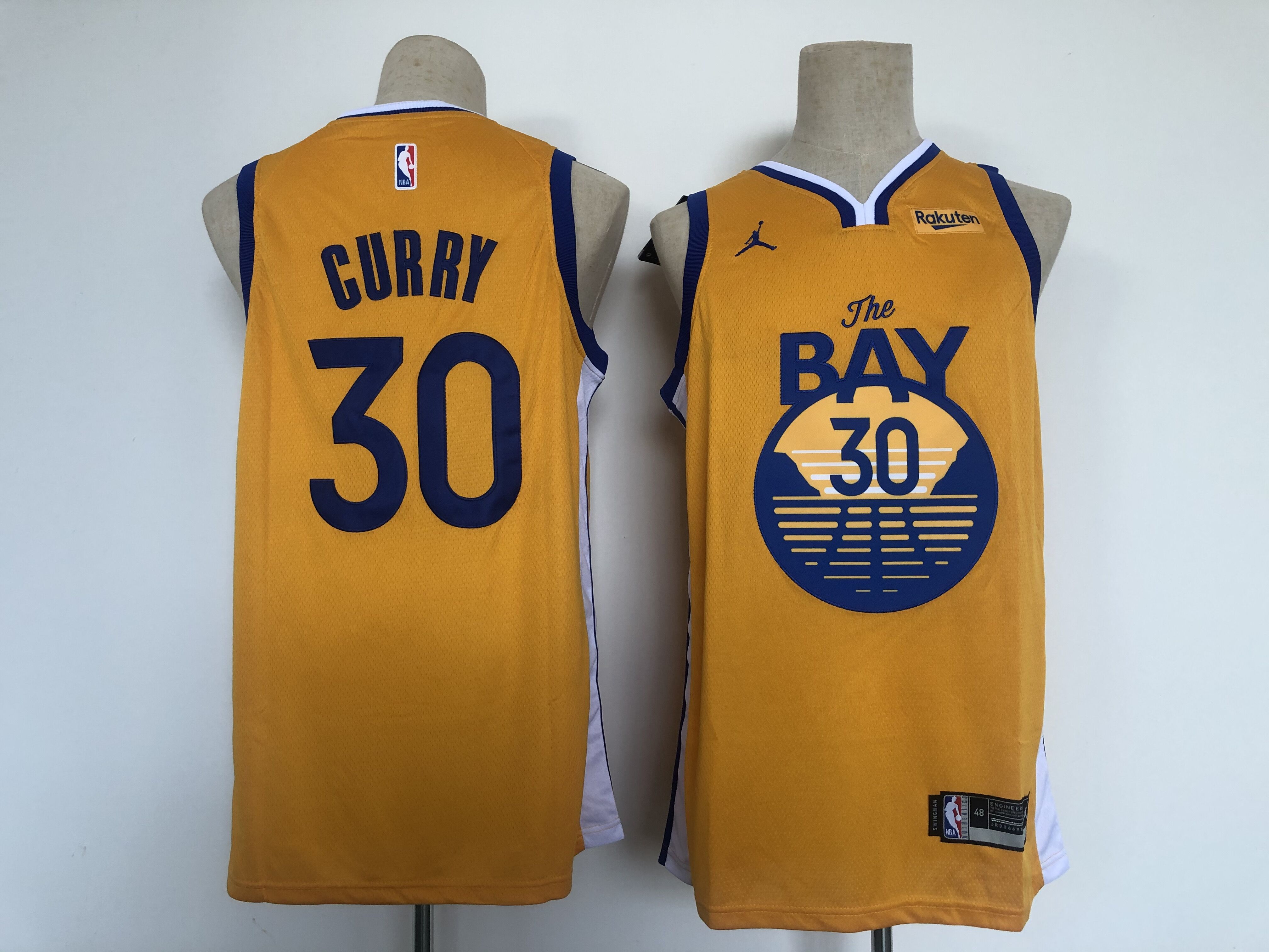 NBA Men Golden State Warriors 30 Curry Yellow Jordan patch jersey